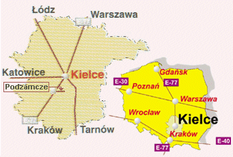 Mapa dojazdu do Podzamcza Chęcińskiego